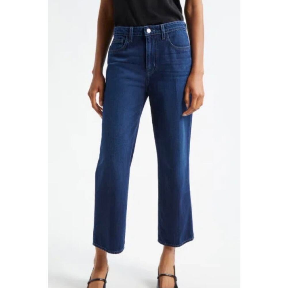 L'AGENCE June Stovepipe Crop Jeans In Harlan‎ Size 30 Blue High Waisted Cropped